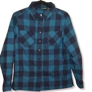 EUC. Stillwater Supply Shacket shirt jacket,  Blue Plaid, quilted inside, Sz. S